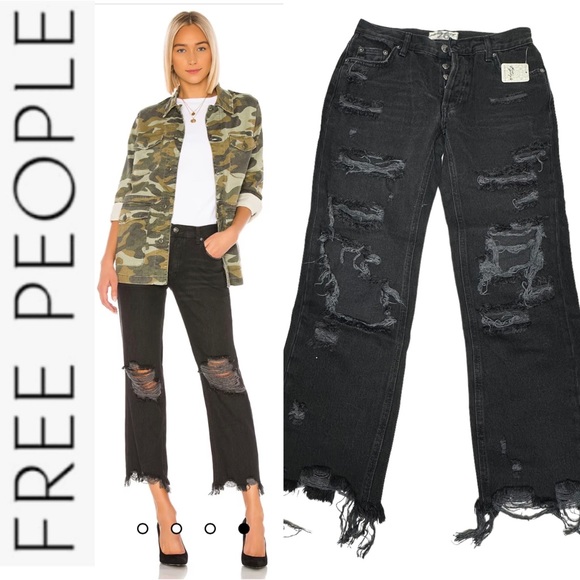 Free People Denim - NWT Free People Maggie Mid Rise Heavily Distressed Jeans 26